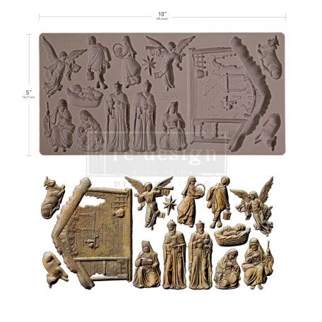 Redesign with Prima Holy Night Nativity Öntőforma 5″X10″ (12,7x25,4cm) Décor Mould (1 db)
