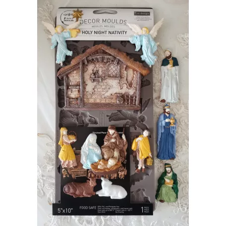Redesign with Prima Holy Night Nativity Öntőforma 5″X10″ (12,7x25,4cm) Décor Mould (1 db)