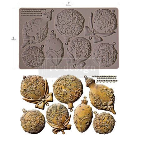 Redesign with Prima Shimmering Holiday Ornaments Öntőforma 5″X8″ Décor Mould (1 db)
