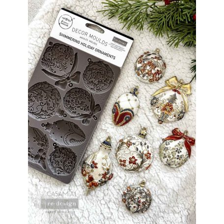 Redesign with Prima Shimmering Holiday Ornaments Öntőforma 5″X8″ Décor Mould (1 db)
