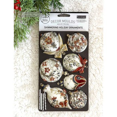 Redesign with Prima Shimmering Holiday Ornaments Öntőforma 5″X8″ Décor Mould (1 db)