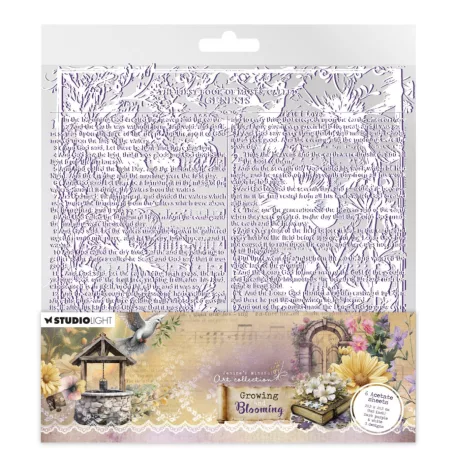 Acetát lap 8" (20 cm) Studio Light Growing & Blooming Acetate Sheets Dark Purple & White (6 ív)