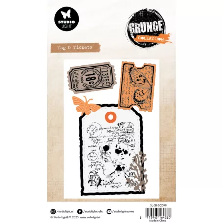 Studio Light Tag & Tickets Vágósablon bélyegzővel Grunge Stamp & Dies (1 csomag)