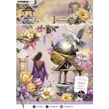 Kivágatok A6 Studio Light Growing & Blooming Elements Paper Pad (20 ív)