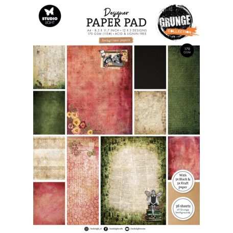 Studio Light Background Papers Papírkészlet A4 Grunge Designer Paper Pad (36 lap)