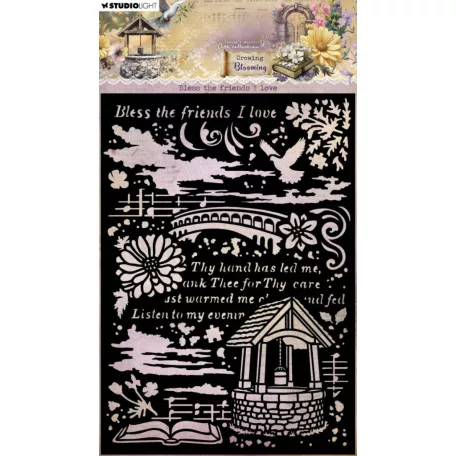 Stencil A5 Studio Light Growing & Blooming Mask Bless The Friends I Love (1 db)