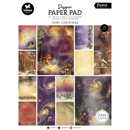 Papírkészlet A4Studio Light Fairy Christmas A4 Christmas Designer Paper Pad (36 lap)