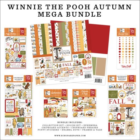 Echo Park Winnie The Pooh Autumn Scrapbook alkotócsomag 12" (30 cm) Mega Bundle (1 csomag)
