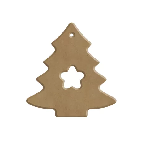 MDF dekoráció 6x6 cm Karácsonyfa - AladinE Wood decoration (1 db)