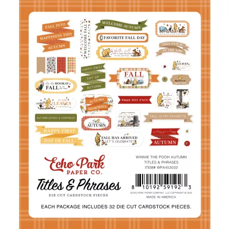 Echo Park Winnie The Pooh Autumn Kivágatok Titles & Phrases (1 csomag)