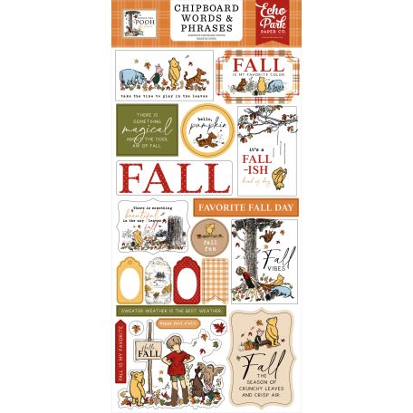 Echo Park Winnie The Pooh Autumn Chipboard 6"X12" Chipboard Phrases (1 ív)