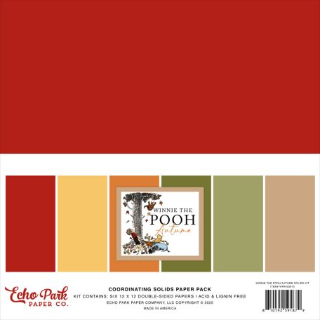 Echo Park Winnie The Pooh Autumn Papírkészlet 12" (30 cm) Coordinating Solids Paper Pack (6 lap)