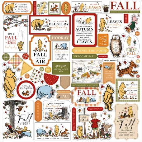 Echo Park Winnie The Pooh Autumn Matrica 12" (30 cm) Cardstock Stickers (1 ív)