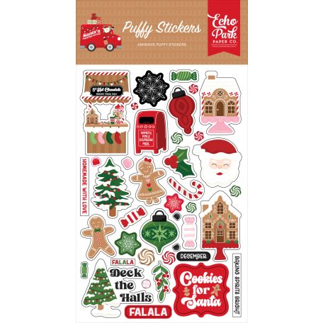 Echo Park Santa's Christmas Delivery Pufi matrica Puffy Stickers (1 ív)