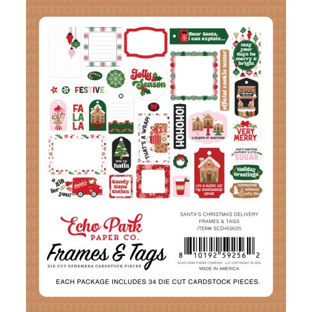 Echo Park Santa's Christmas Delivery Kivágatok Frames & Tags (1 csomag)
