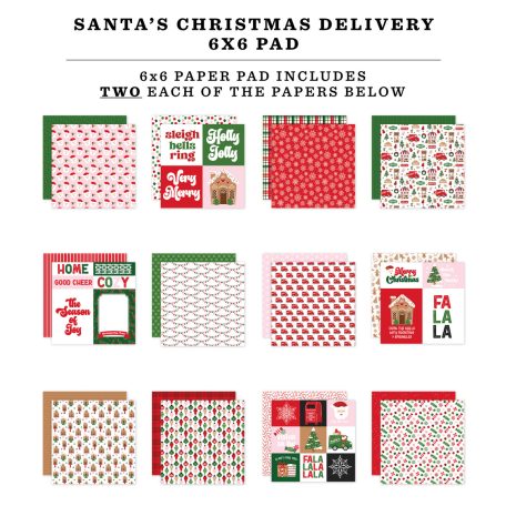 Echo Park Santa's Christmas Delivery Scrapbook papírkészlet 6" (15 cm) Paper Pack (24 lap)