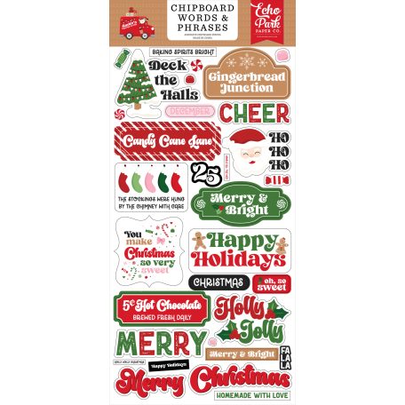 Echo Park Santa's Christmas Delivery Chipboard 6"X12" Chipboard Phrases (1 ív)