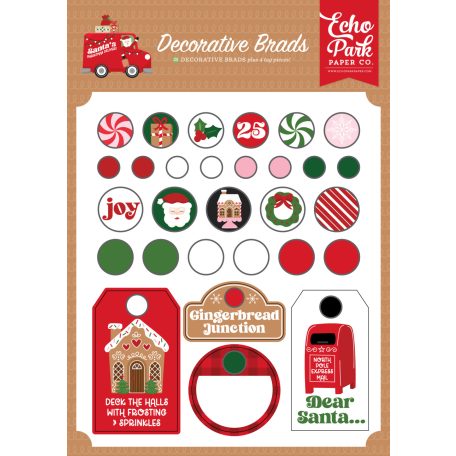 Echo Park Santa's Christmas Delivery Díszítőelem Adhesive Brads (1 csomag)