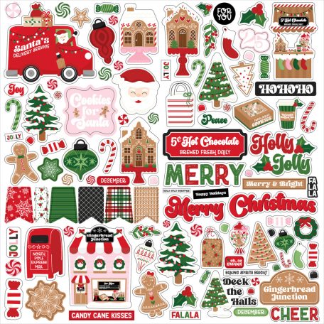 Echo Park Santa's Christmas Delivery Matrica 12" (30 cm) Cardstock Stickers (1 ív)