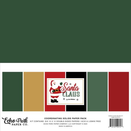 Echo Park Santa Claus Papírkészlet 12" (30 cm) Coordinating Solids Paper Pack (6 lap)