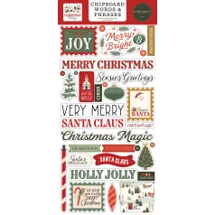   Carta Bella Christmas Village Chipboard 6"X12" Chipboard Phrases (1 ív)