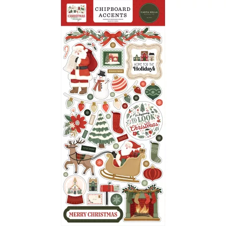 Carta Bella Christmas Village Chipboard 6"X12" Chipboard Accents (1 ív)