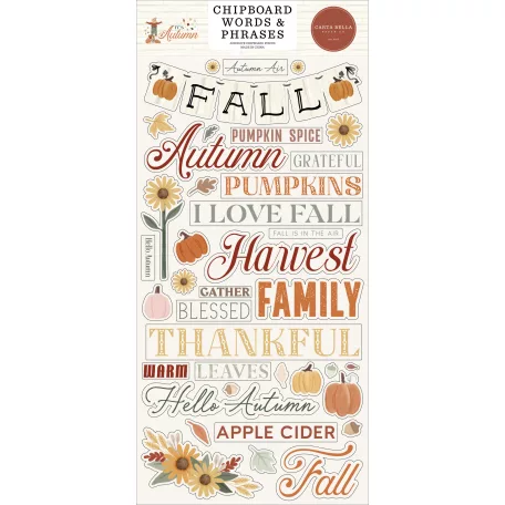 Carta Bella It's Autumn Chipboard 6"X12" Chipboard Phrases (1 ív)