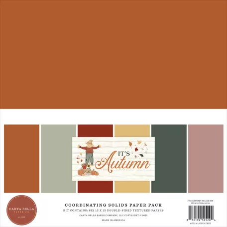 Carta Bella It's Autumn Papírkészlet 12" (30 cm) Coordinating Solids Paper Pack (6 lap)
