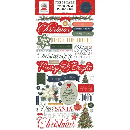Carta Bella Christmas In The City Chipboard 6"X12" Chipboard Phrases (1 ív)