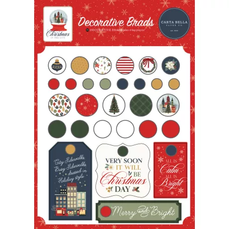 Carta Bella Christmas In The City Díszítőelem Adhesive Brads (1 csomag)