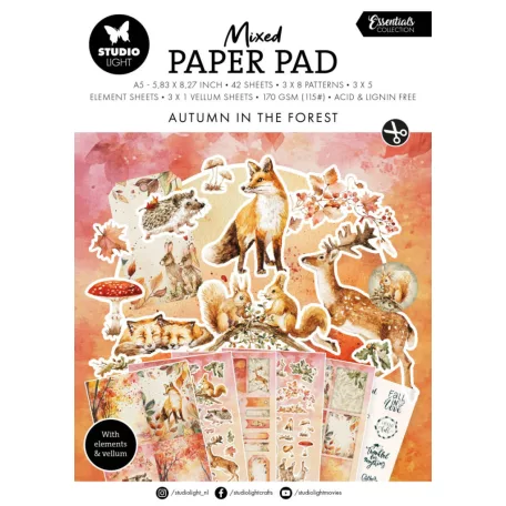 Papírkészlet A5 Studio Light Autumn In The Forest Essentials Mixed Paper Pad (42 lap)