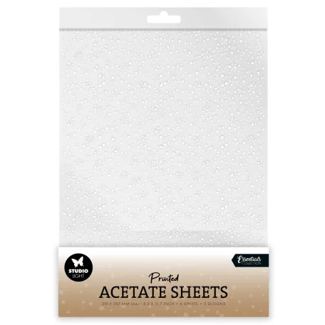 Acetát lap A4 Studio Light Snowflakes White Christmas Acetate Sheet (6 ív)