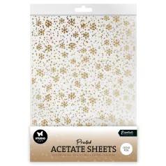   Acetát lap A4 Studio Light Snowflakes Gold Christmas Acetate Sheet (6 ív)