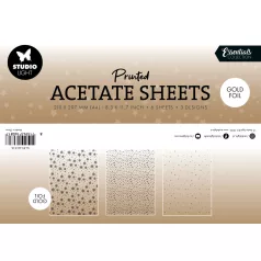   Acetát lap A4 Studio Light Snowflakes Gold Christmas Acetate Sheet (6 ív)