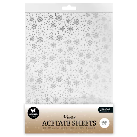 Acetát lap A4 Studio Light Snowflakes Silver Christmas Acetate Sheet (6 ív)