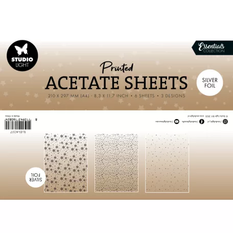 Acetát lap A4 Studio Light Snowflakes Silver Christmas Acetate Sheet (6 ív)