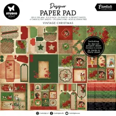   Papírkészlet 8" (20 cm)Studio Light Vintage Christmas Mixed Paper Pad (36 lap)