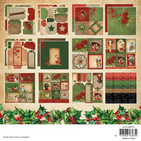 Papírkészlet 8" (20 cm)Studio Light Vintage Christmas Mixed Paper Pad (36 lap)