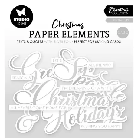 Kivágatok  Studio Light  Sentiments Classic Silver Christmas Paper Elements (1 csomag)