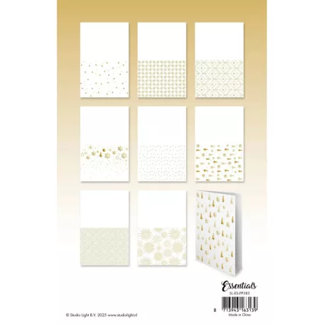 Papírkészlet Studio Light Golden Christmas Essentials Foiled Cards Paper Pad (24 lap)
