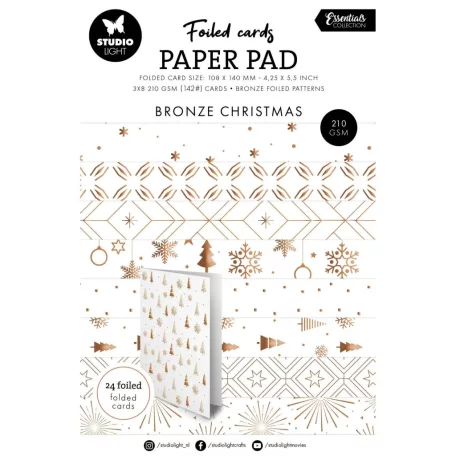 Papírkészlet Studio Light Bronze Christmas Essentials Foiled Cards Paper Pad (24 lap)