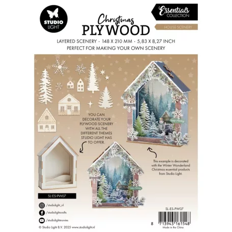 Ház DIY dekoráció  Studio Light  House Scenery Christmas Plywood (20 ív)