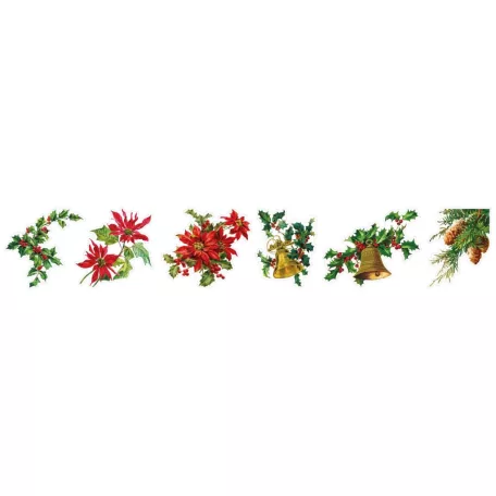 Átlátszó matricák  Studio Light  Vintage Christmas Transparent Stickers on Roll Greens (1 db)