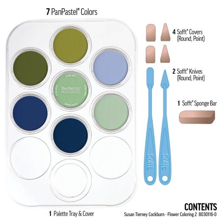 PanPastel tégelyes porpasztell készlet, 7 db + kiegészítők - Flower Coloring 2