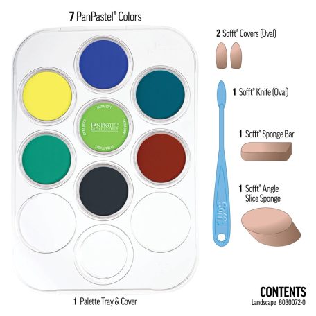 PanPastel tégelyes porpasztell készlet, 7 db + kiegészítők - Landscape