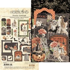   Graphic 45 Ghostly Greetings Kivágatok Chipboard Tags & Frames (1 csomag)