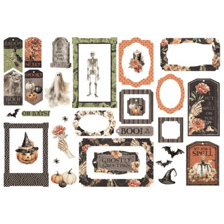 Graphic 45 Ghostly Greetings Kivágatok Chipboard Tags & Frames (1 csomag)
