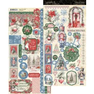   Graphic 45 Deck the Halls Matrica Cardstock Sticker Set (2 ív)