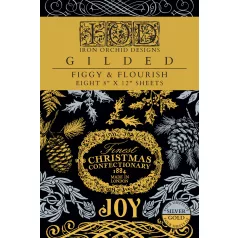   IOD FIGGY & FLOURISH Transzfer fólia 8"X12" (20x30 cm) IOD Gilded Transfer (8 ív) – New Winter 2025