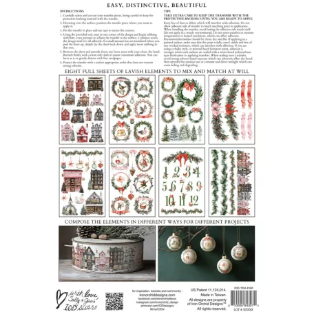 IOD PARTRIDGE LANE – New Winter 2025 Transzfer fólia 8"X12" (20x30 cm) IOD Decor Transfer (8 ív)